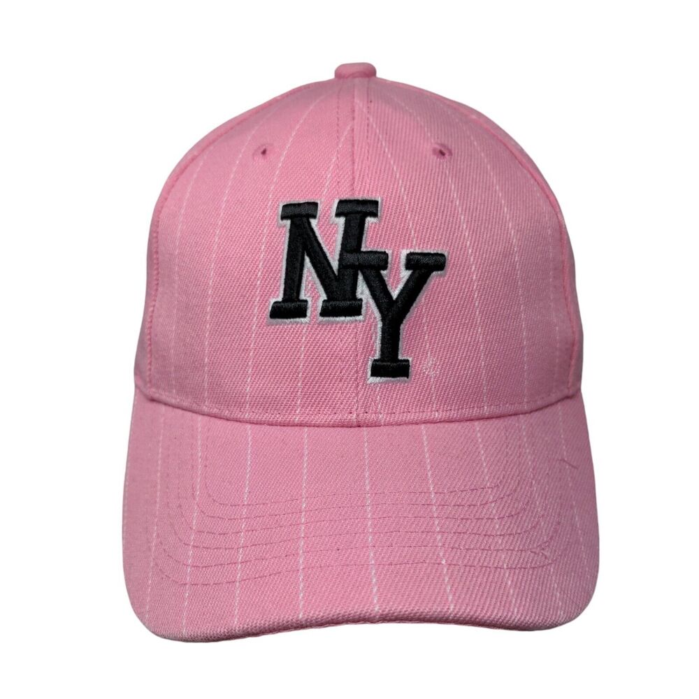 NY New York Strapback Hat Pink OSFA Adjustable Embroidered 6 Panel NYC 1664